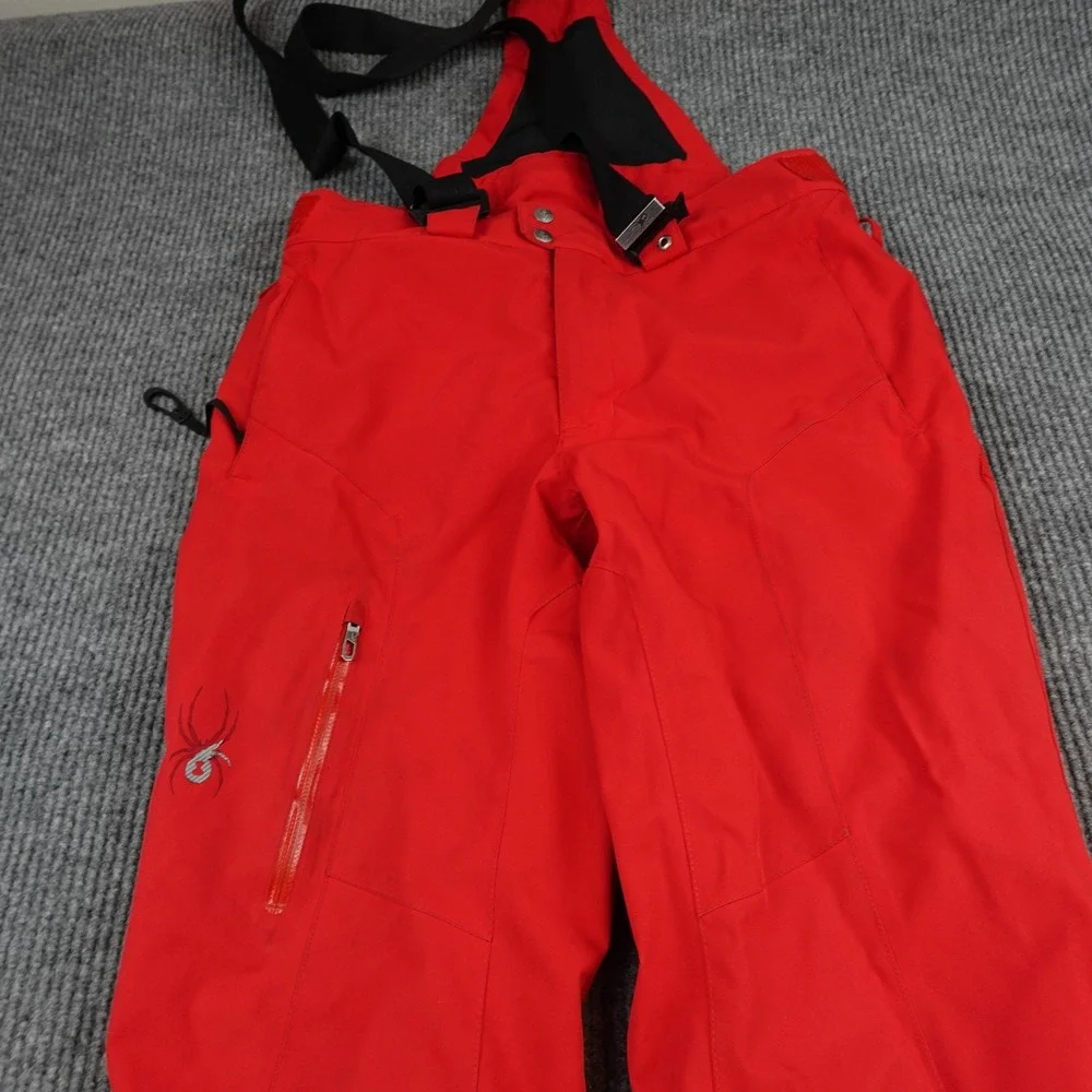 Spyder Snow Pants Mens Medium Red Insulated Ski Snowboard Bibs Suspenders